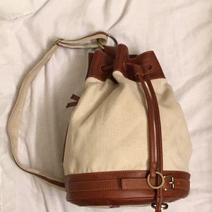 Via Spiga Canvas and Leather Sling Shoulder Bag